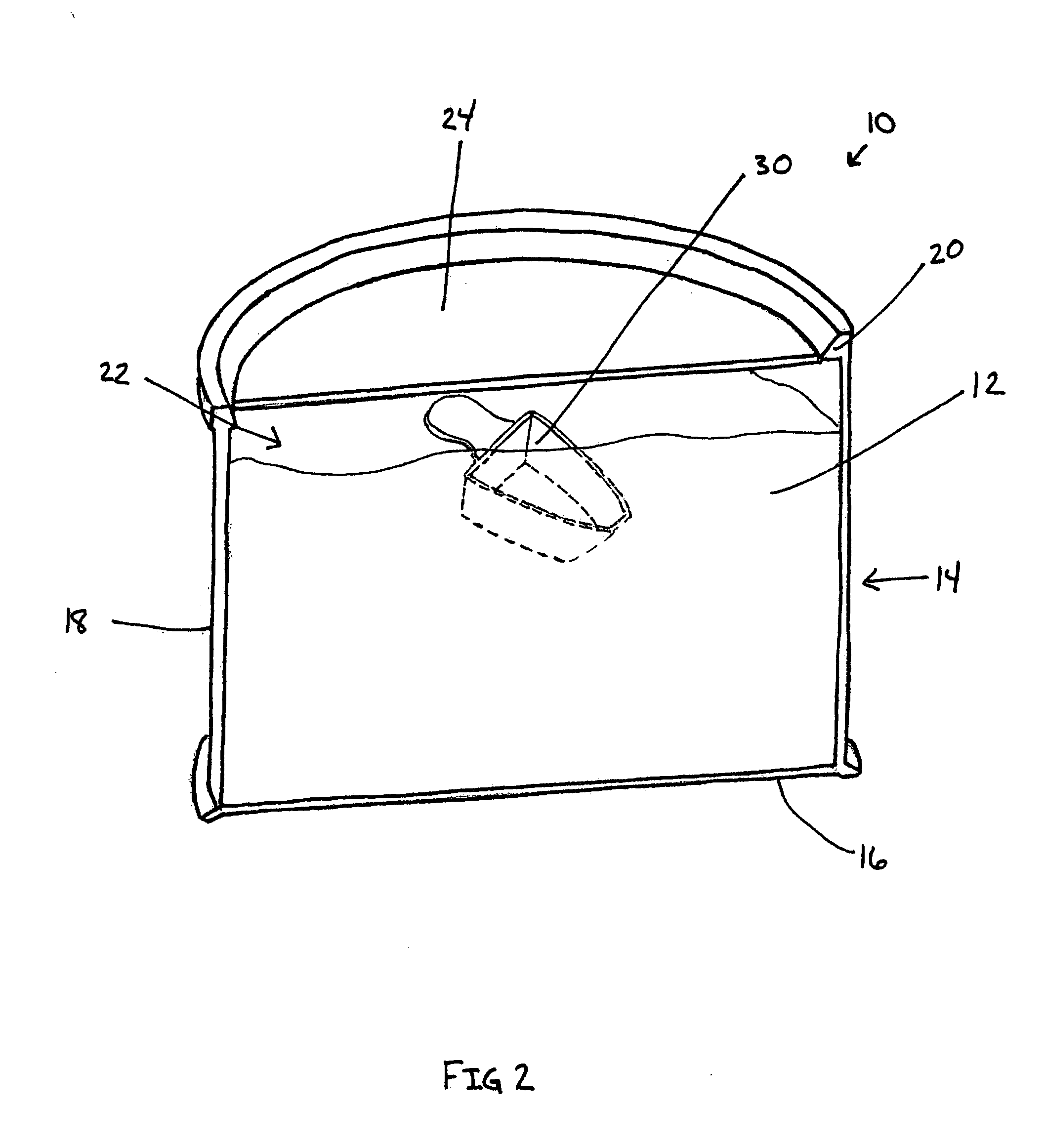 Scooping device for container having an electromagnetic surveillance device
