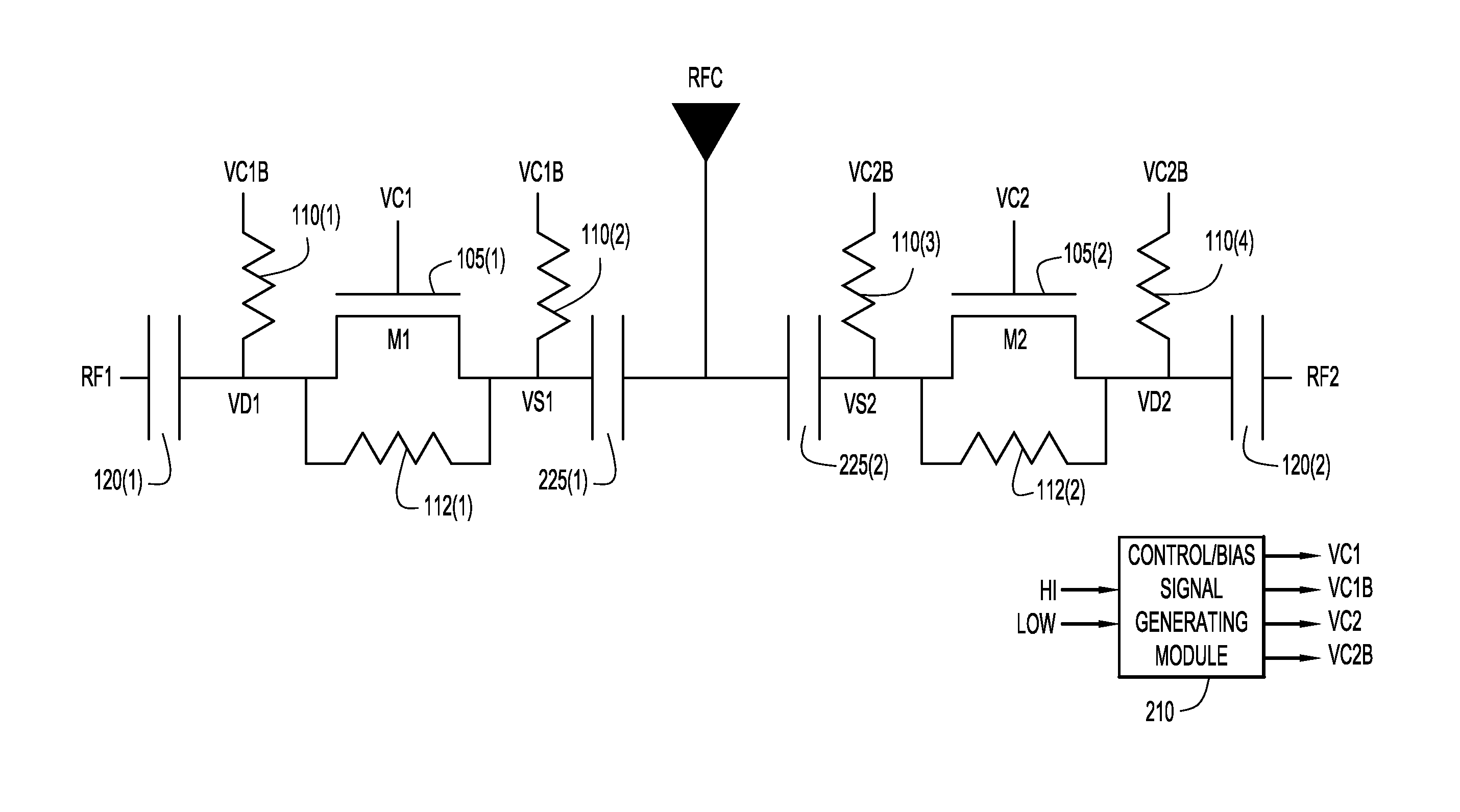 RF Switch with RF Pathway Charge-Discharge Circuit