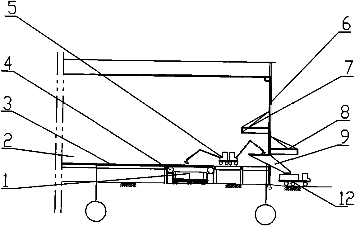 Electrolyzer liner dismounting structure of electrolyzer centralized overhaul workshop