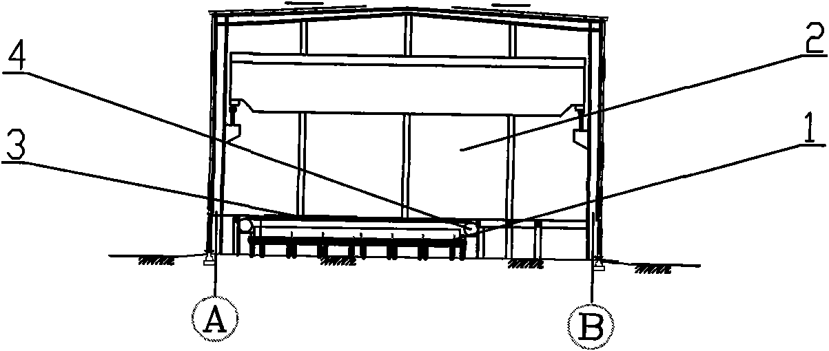 Electrolyzer liner dismounting structure of electrolyzer centralized overhaul workshop