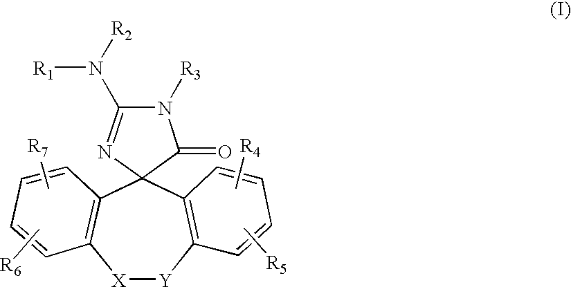 Dihydrospiro[dibenzo[a,d][7]annulene-5,4'-imidazol] compounds for the inhibition of beta-secretase