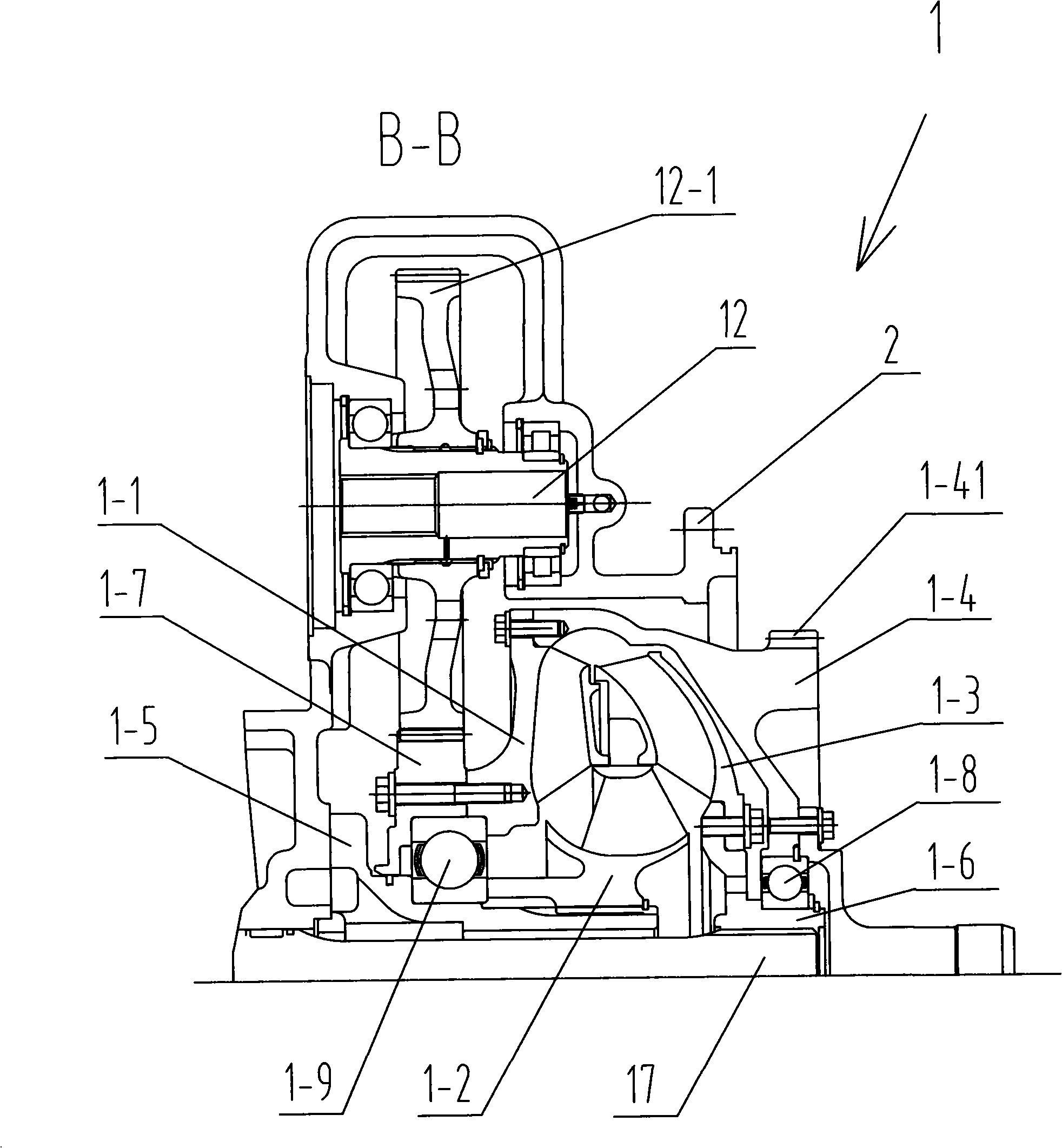 Transmission mechanism of integral power shift hydraulic transmission for engineering machinery