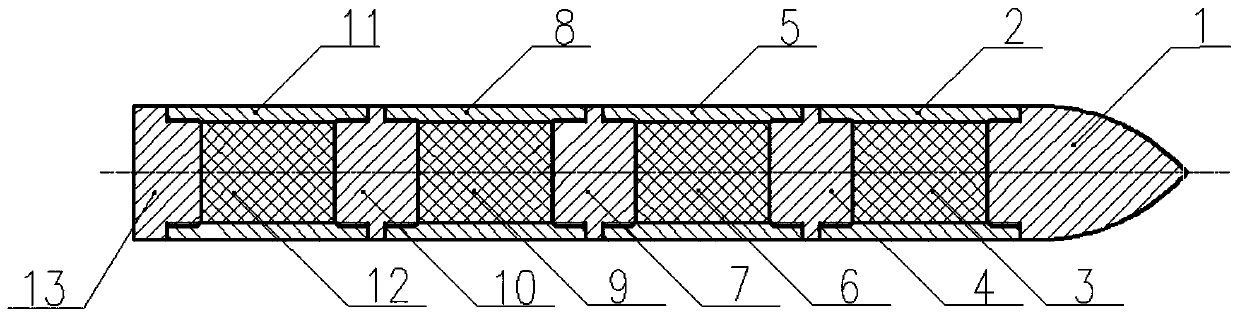 Anti-ship mutilating device capable of realizing self-induction and step-by-step and compartment-by-compartment release of energy and use method of device