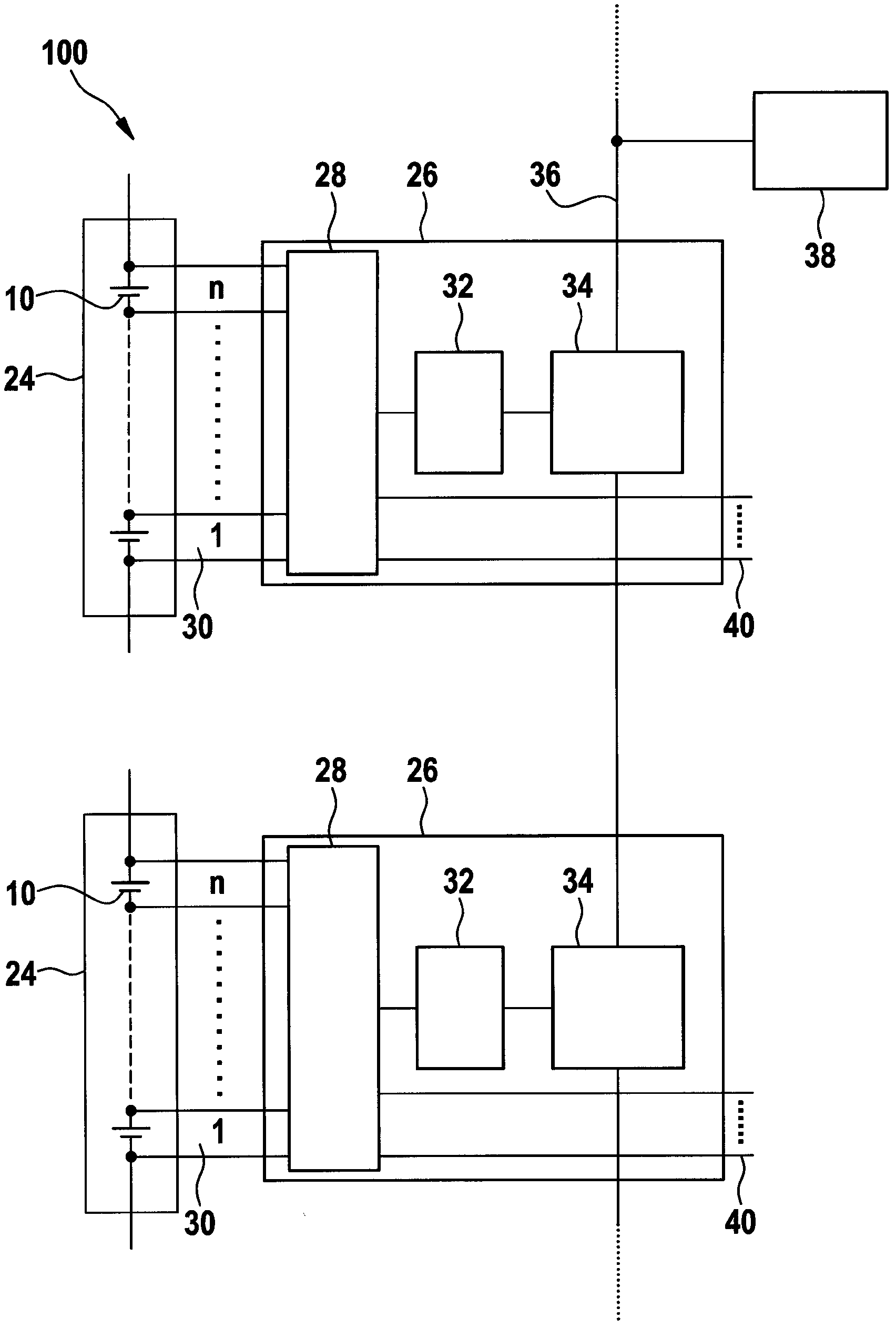 Battery system with cell voltage detecting units