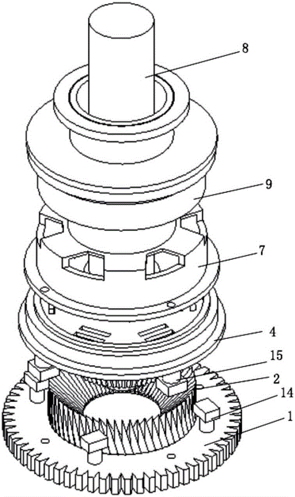 High-rotating-speed starting clutch based on internal engagement of bevel gear