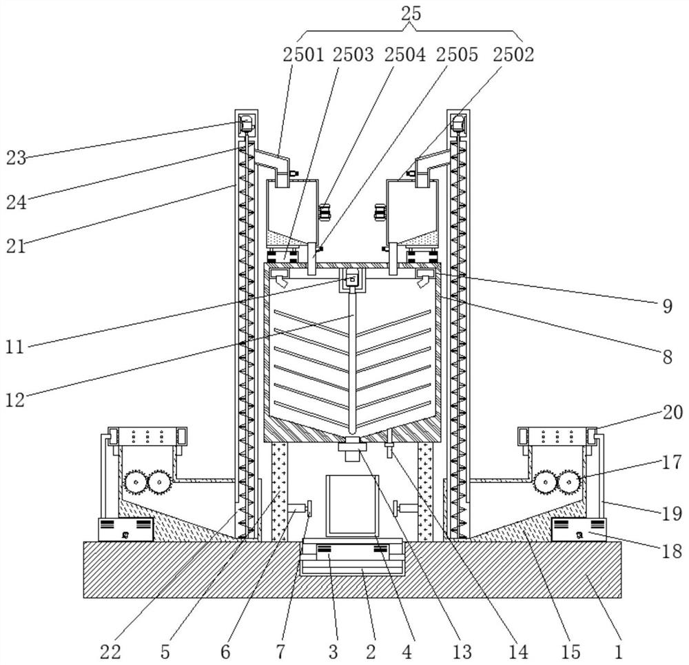 Mixing device and method capable of adding quantitative raw materials and used for heat storage ceramic tile processing