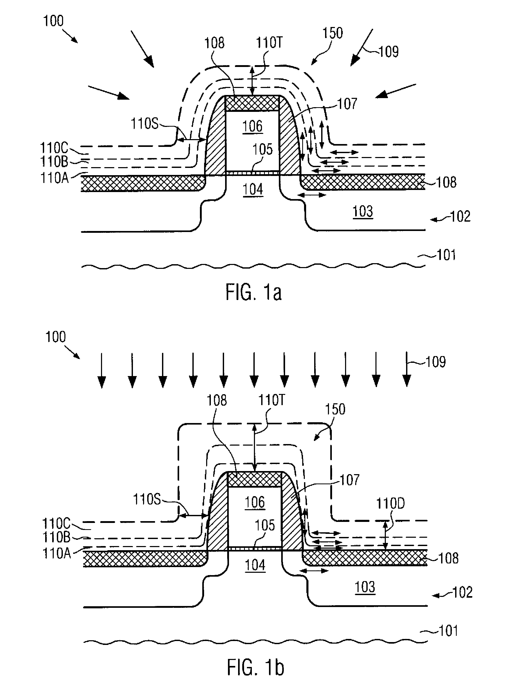 Field effect transistor having a stressed contact etch stop layer with reduced conformality