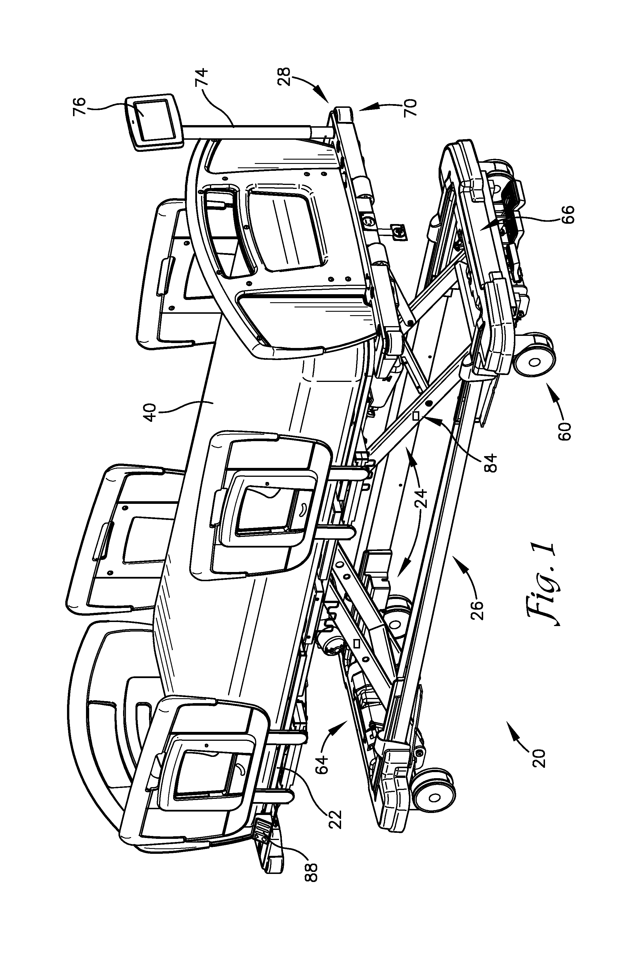 Auto leveling low profile patient support apparatus