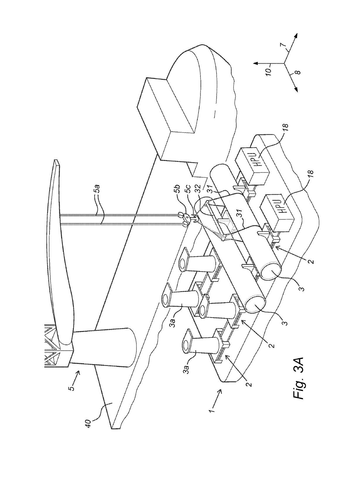 Device and method for lifting an object from a deck of a vessel subject to movements