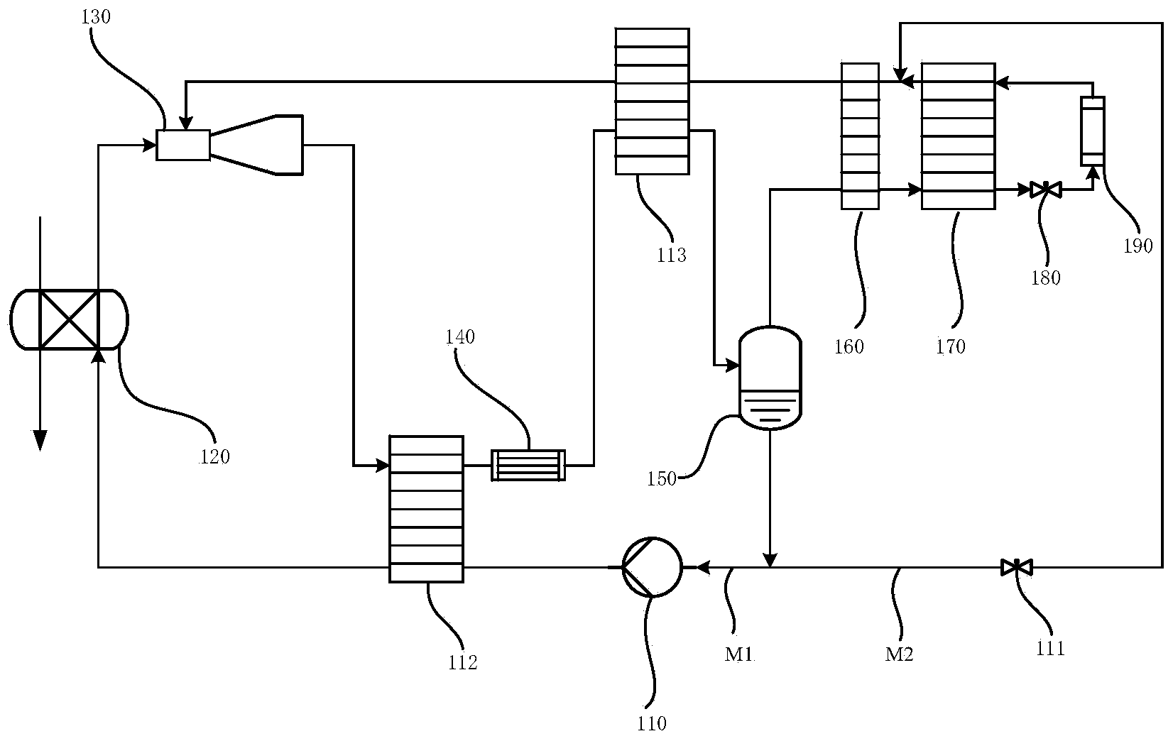 Mixed working medium low-temperature refrigerating cycle system driving ejector through waste heat