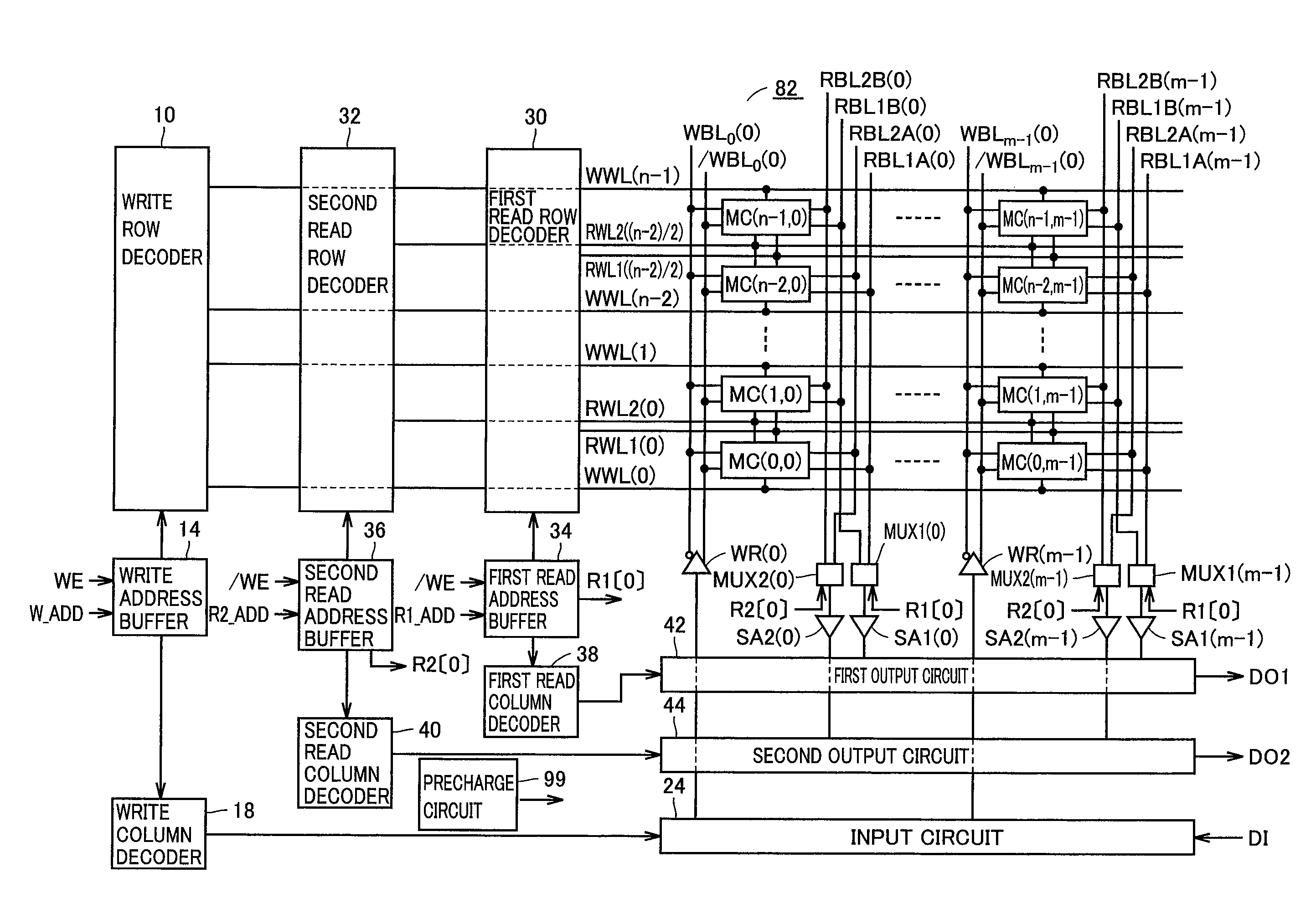 Semiconductor memory device highly integrated in direction of columns