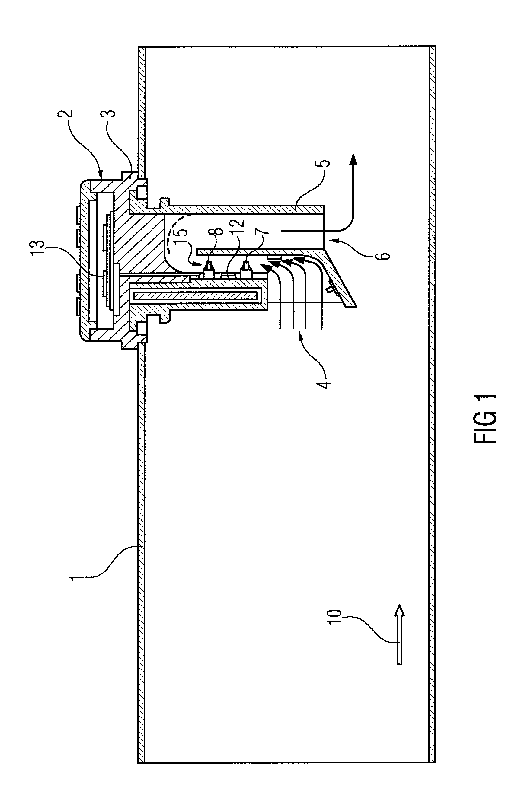 Air mass meter with a sensor element