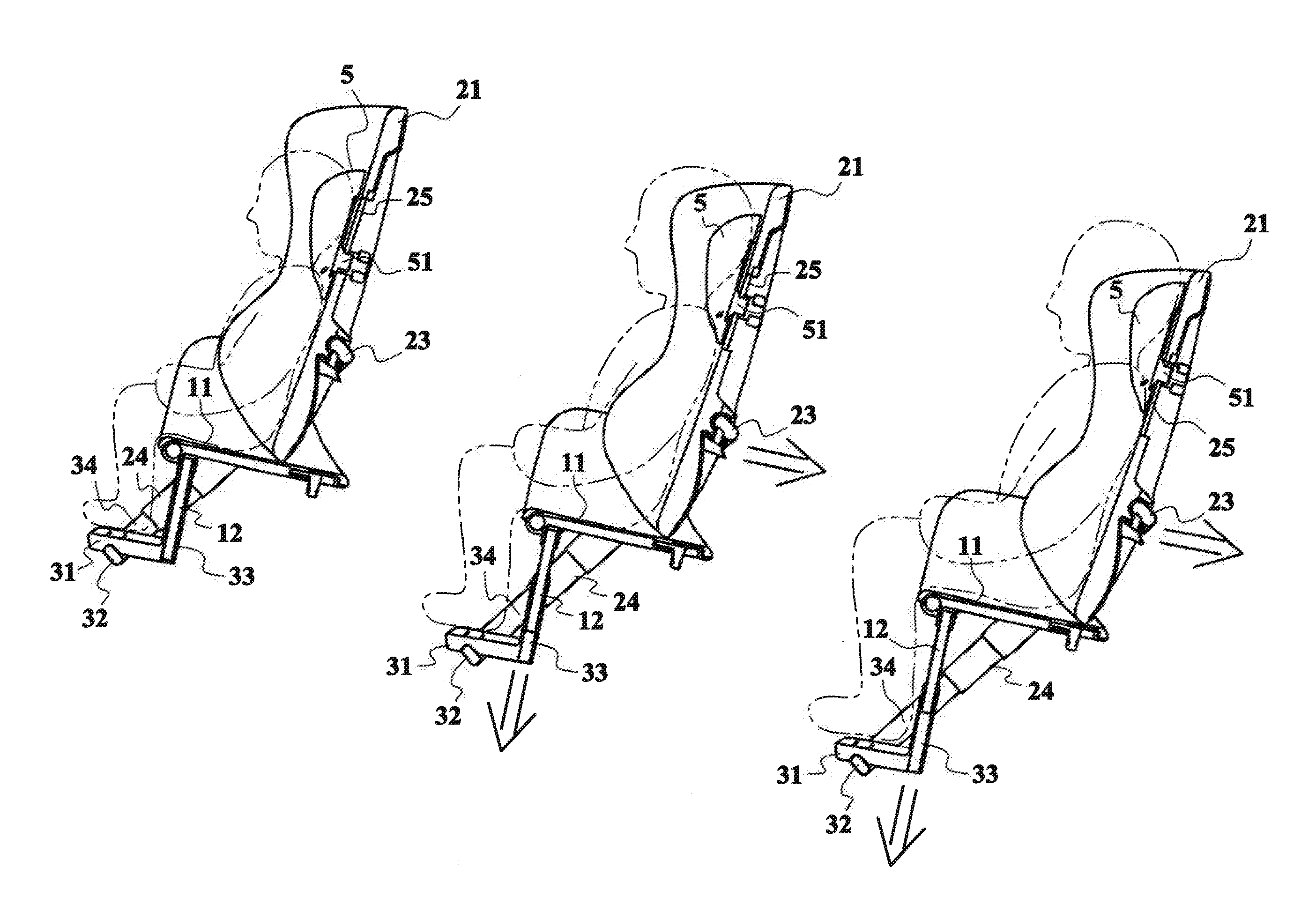 Space adjustment mechanism for a chair