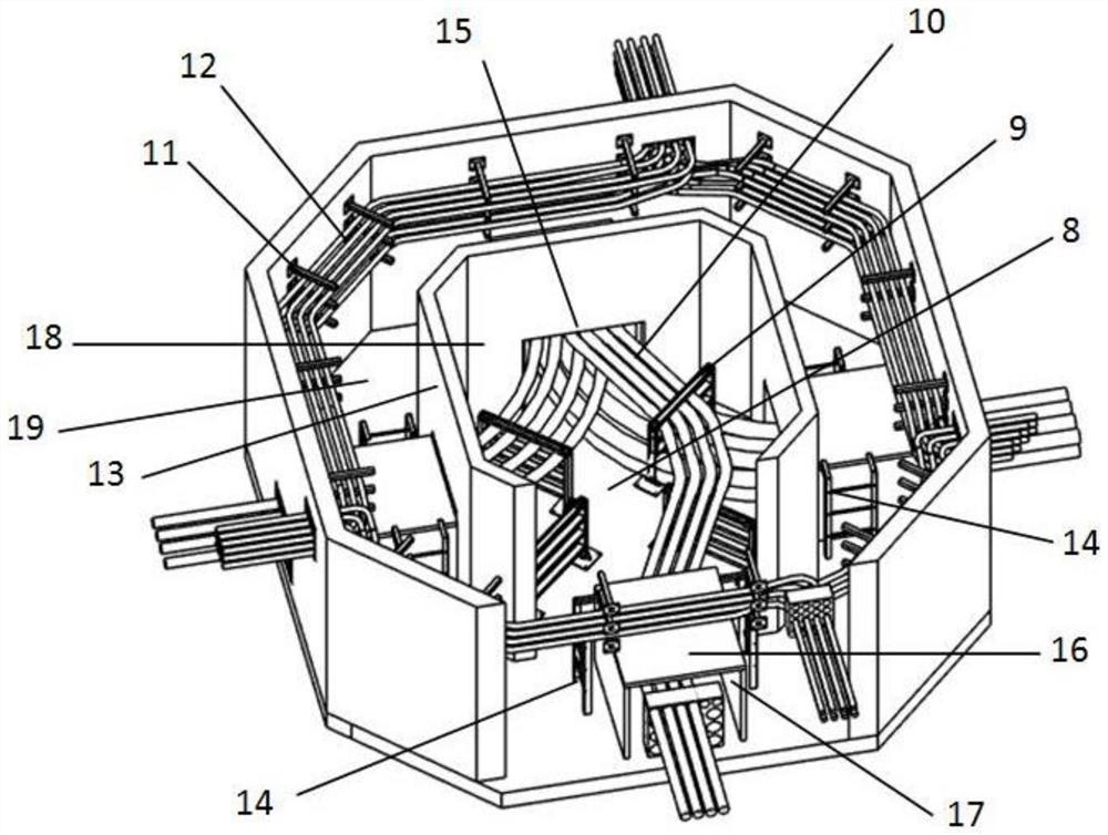 Nested working well and wire arrangement method thereof