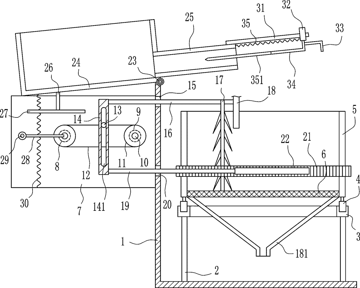 A stirring type water washing device for precipitate blocks in a rare earth oxide production process