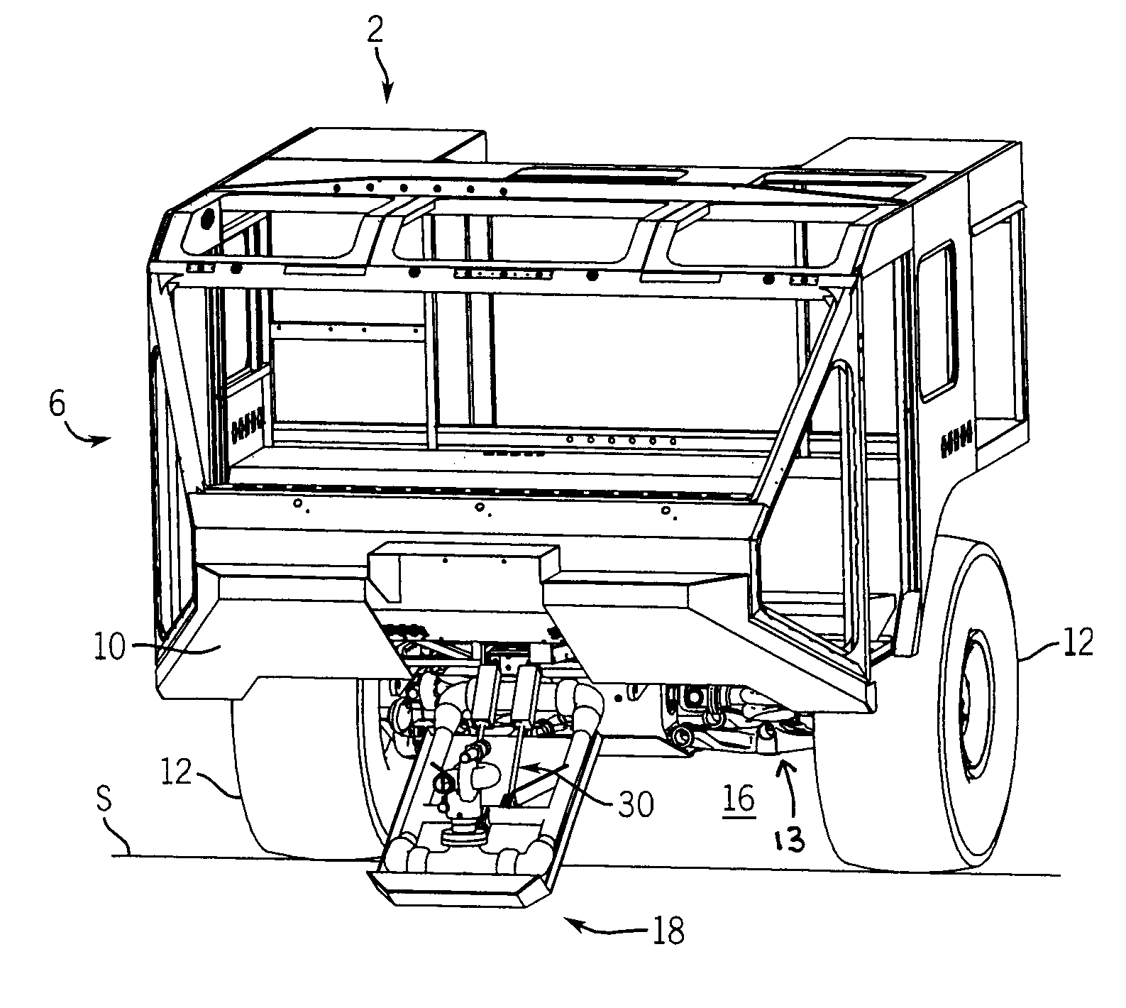 Fluid dispensing arrangement and skid pan for a vehicle