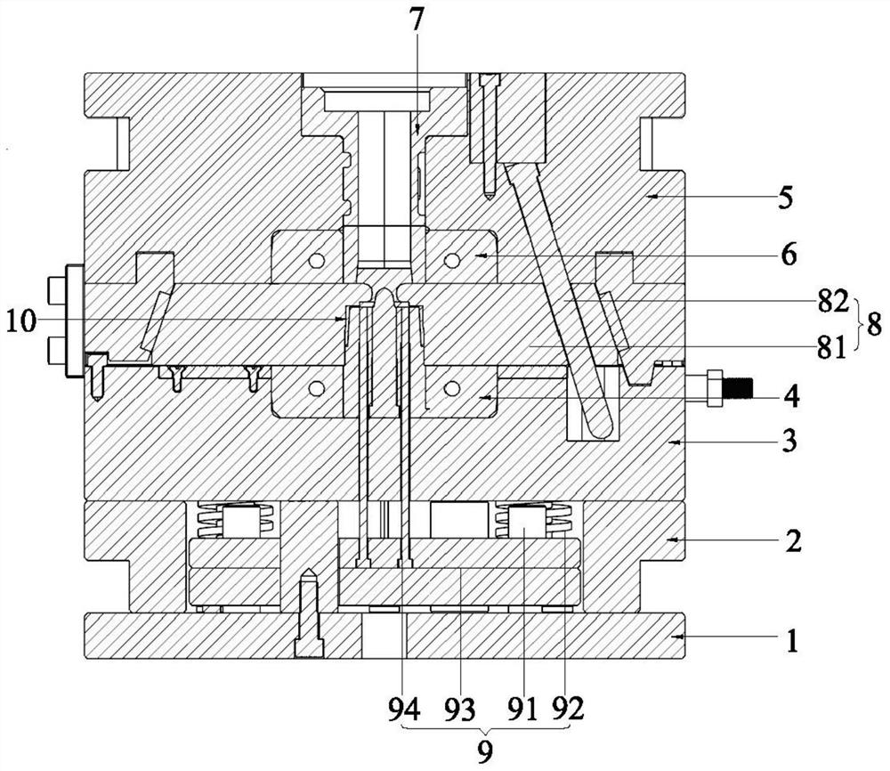 Vacuum die-casting die and method for amorphous alloy flexible gear of harmonic reducer