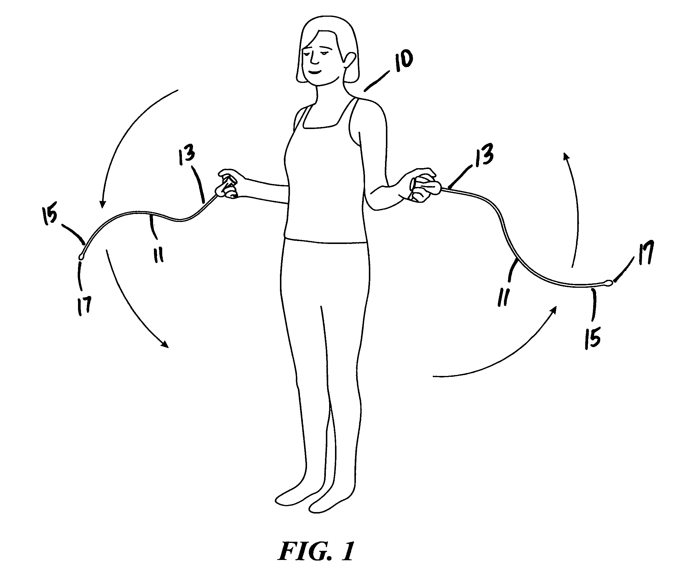 Exercise device and method of jump rope exercise using two separate ropes