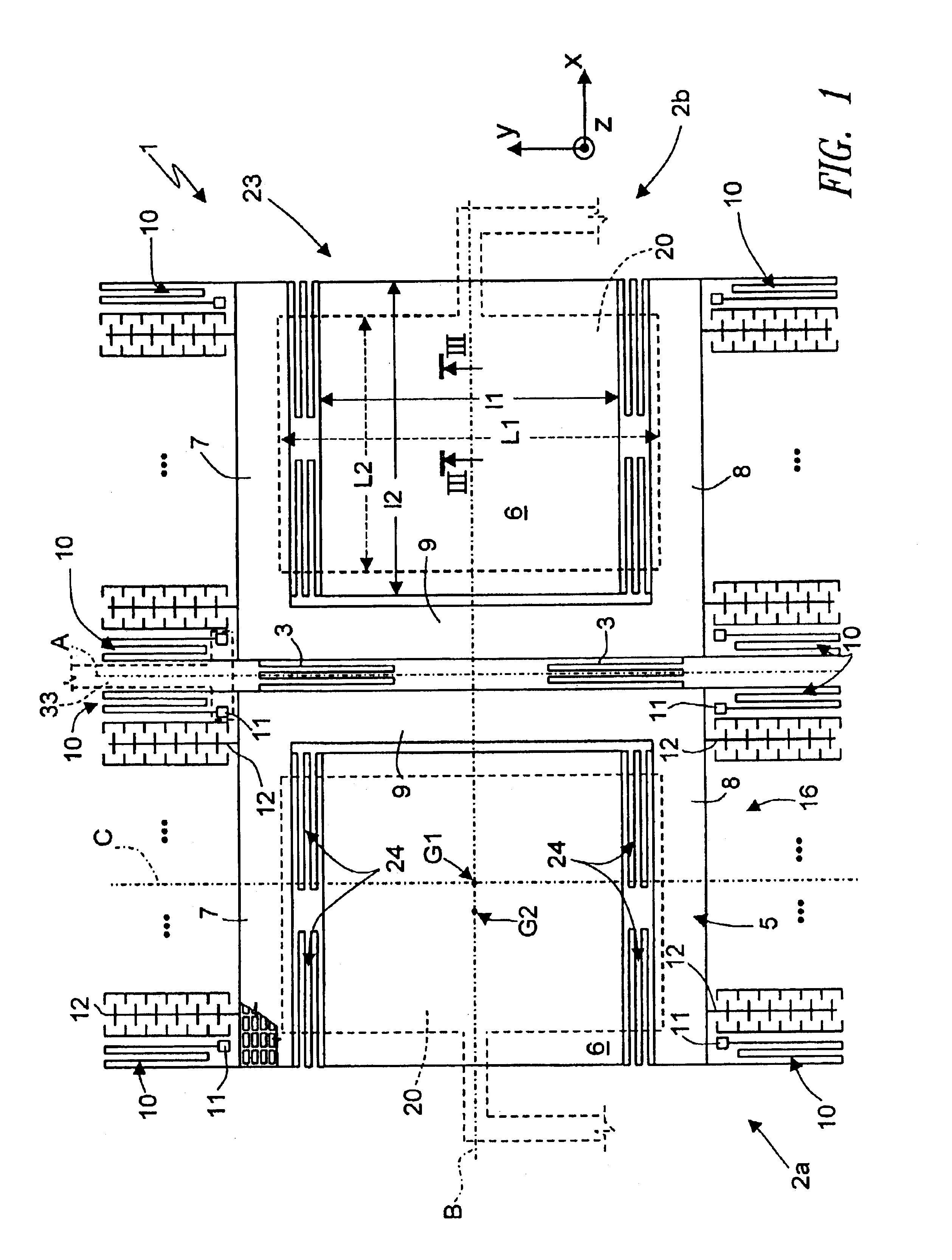 Integrated gyroscope of semiconductor material with at least one sensitive axis in the sensor plane