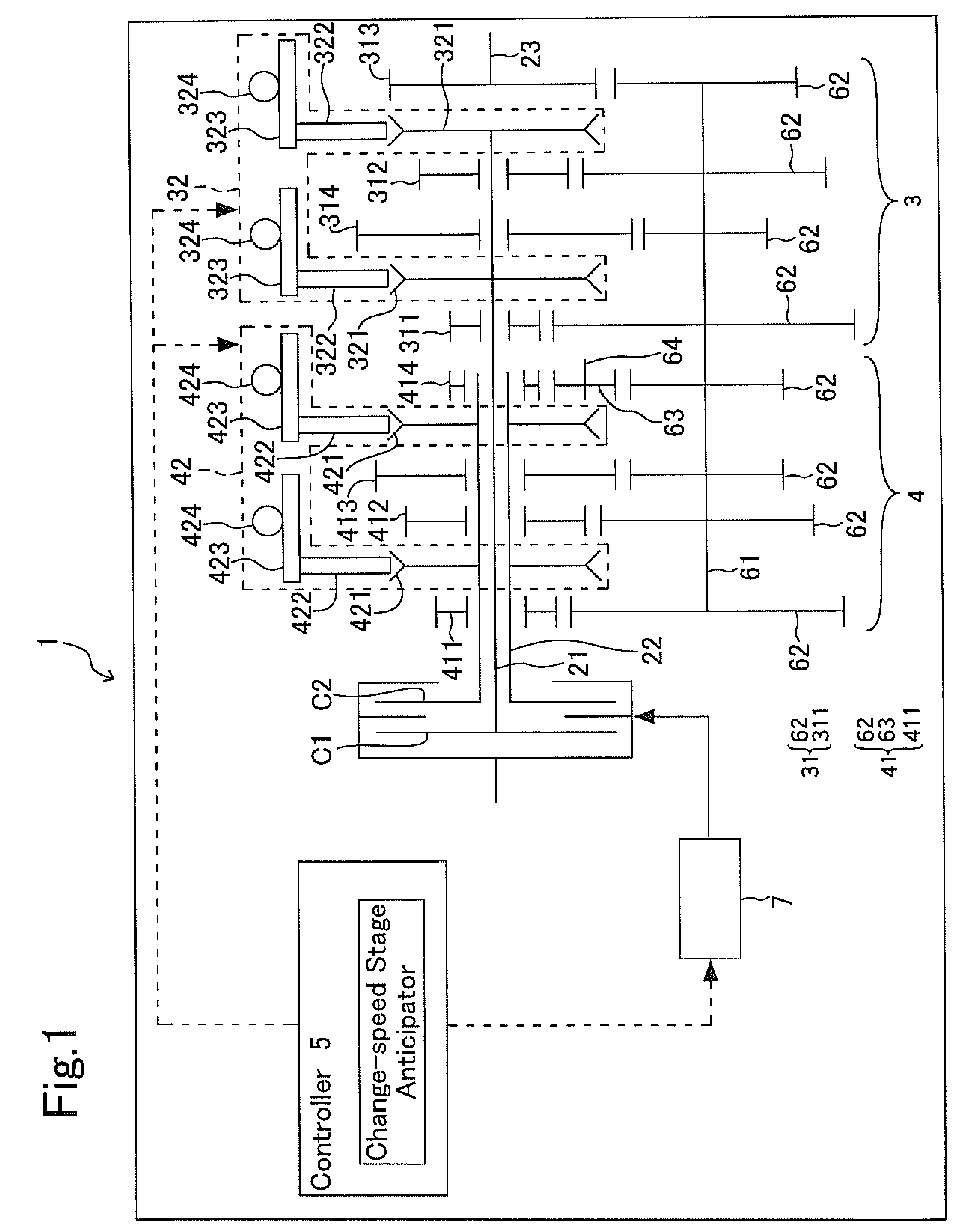 Transmission and method of shift control for transmission