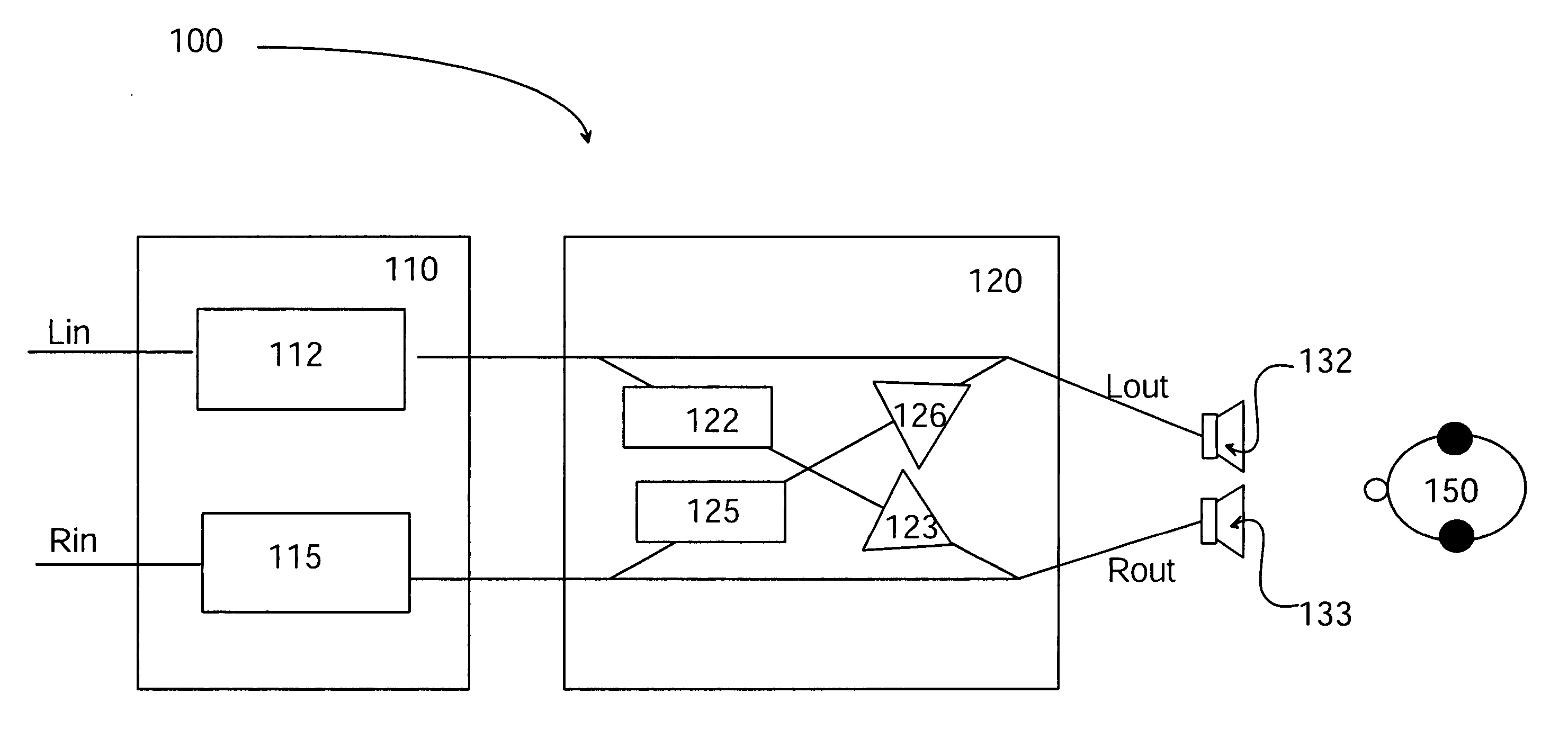 Stereo widening network for two loudspeakers
