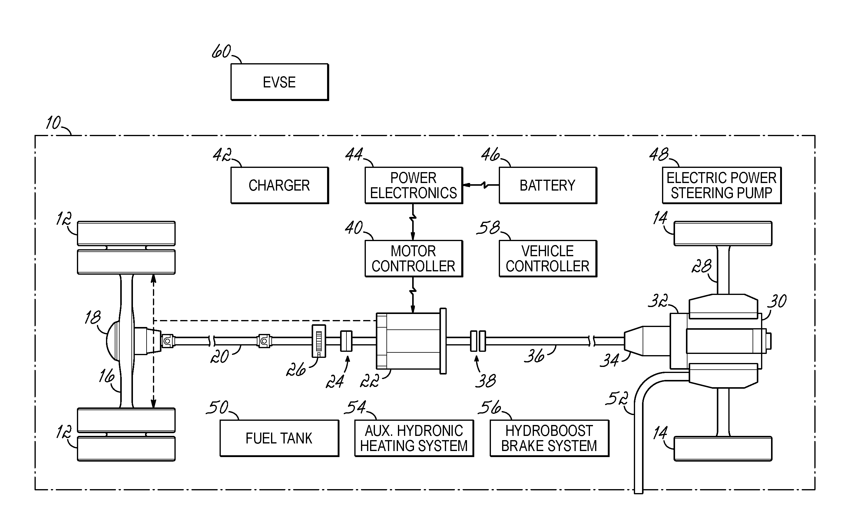 Onboard generator drive system for electric vehicles