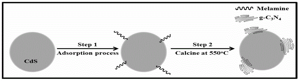 Efficient c  <sub>3</sub> no  <sub>4</sub> In situ conversion preparation method of -cds composite photocatalytic material