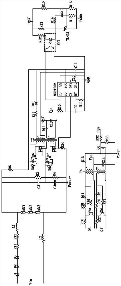 High-voltage flyback switching power supply applied to different input voltage levels