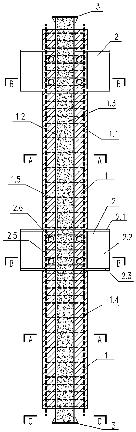 Fabricated frame strip steel bracket long column and construction method thereof