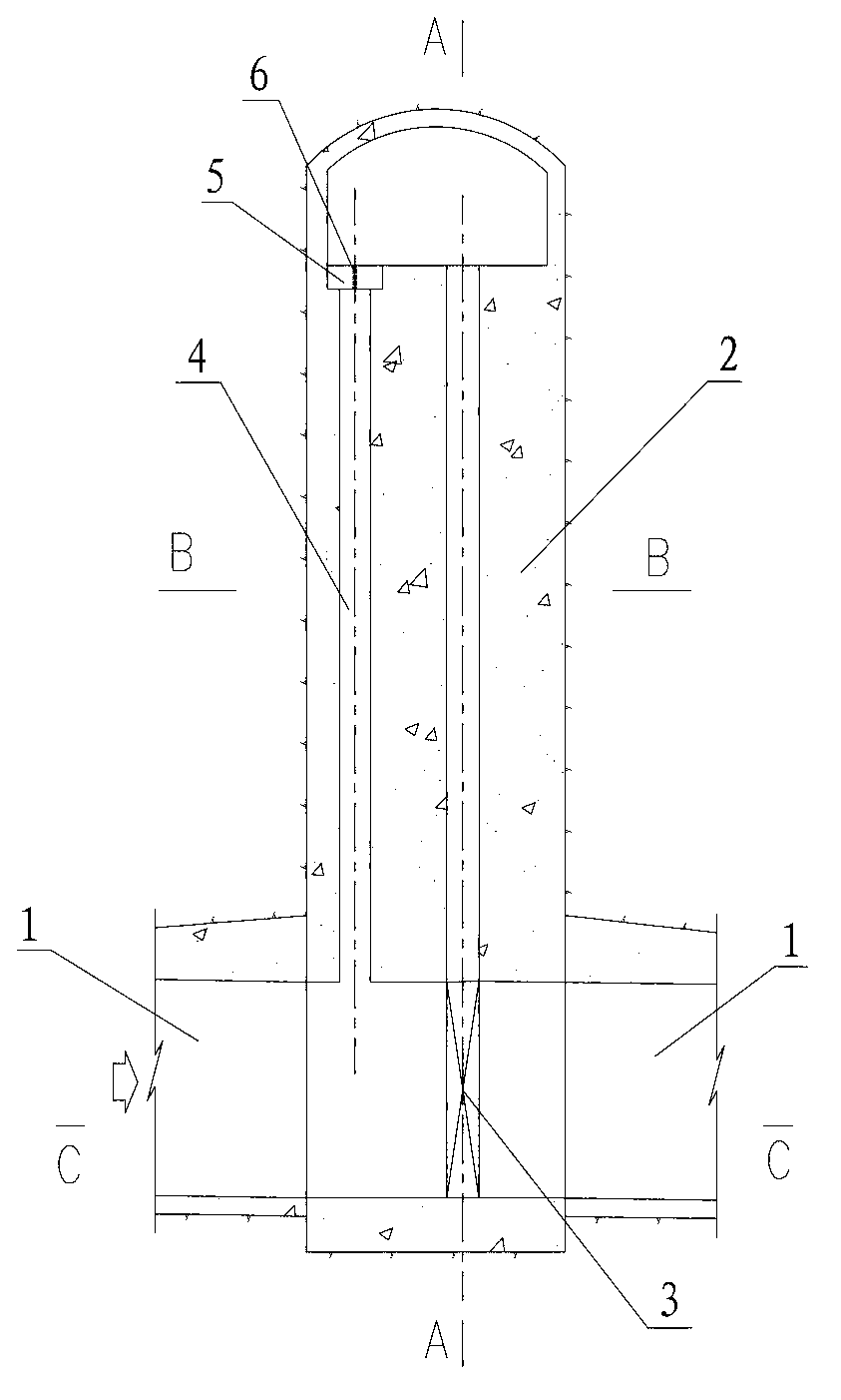 Diversion tunnel vertical shaft lock chamber structure in concealed body