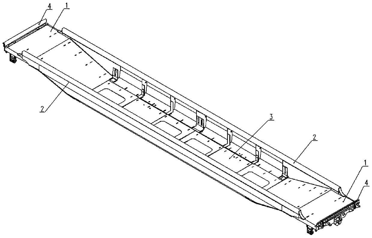 Railway piggyback transport vehicle and chassis thereof