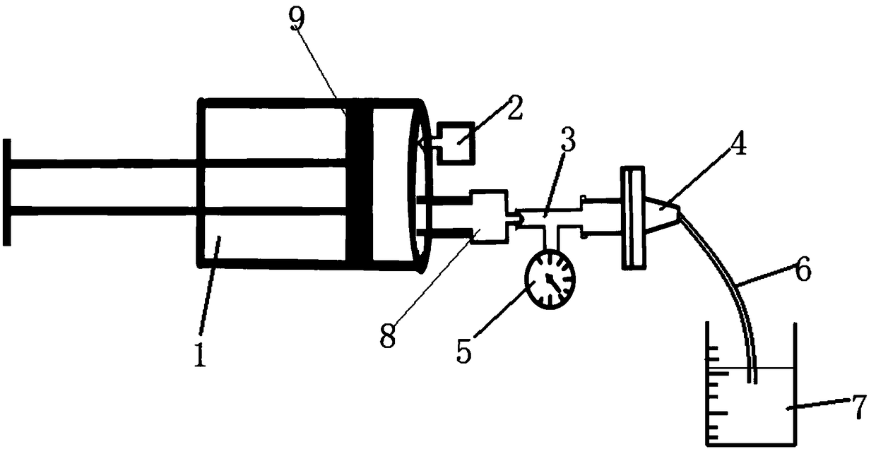 Device and method for pressurized testing of bubble point value of needle filter without external power source