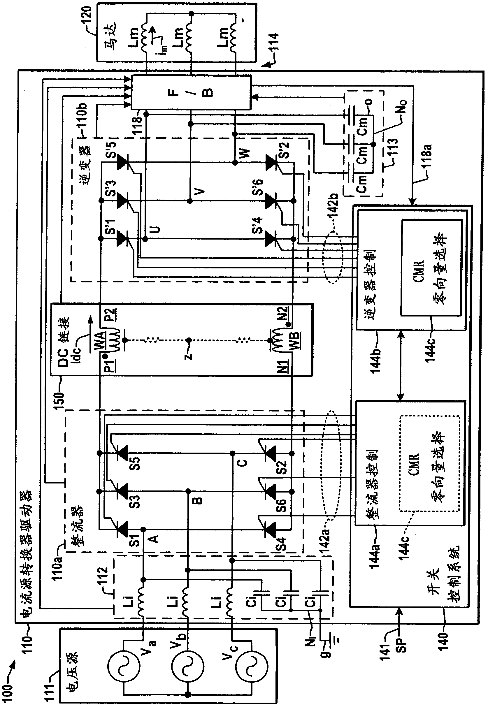 The method of reducing the co -mode voltage and the method of the driver based on the current source converter