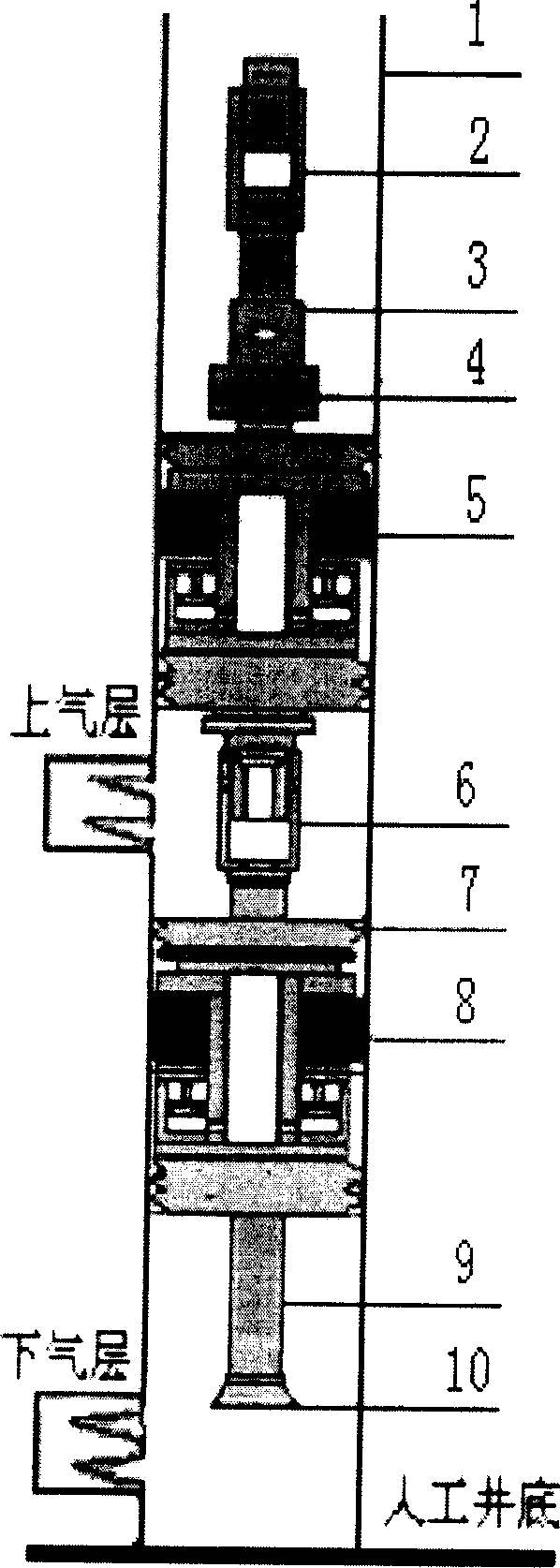 Gas well separate layer fracturing and producing integrated well completing pipe string and technique