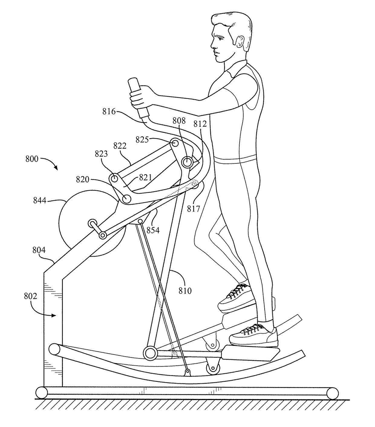 Elliptical exercise device with moving control tracks