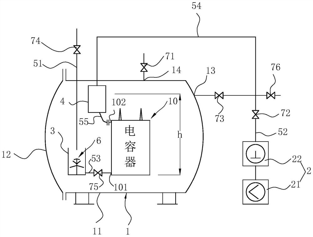 Vacuum glue injection device and glue injection method of capacitor