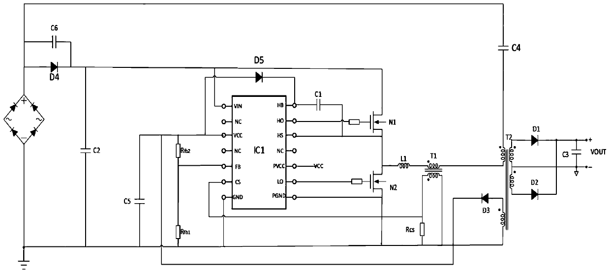 LED constant-current drive circuit controlled through LLC resonance