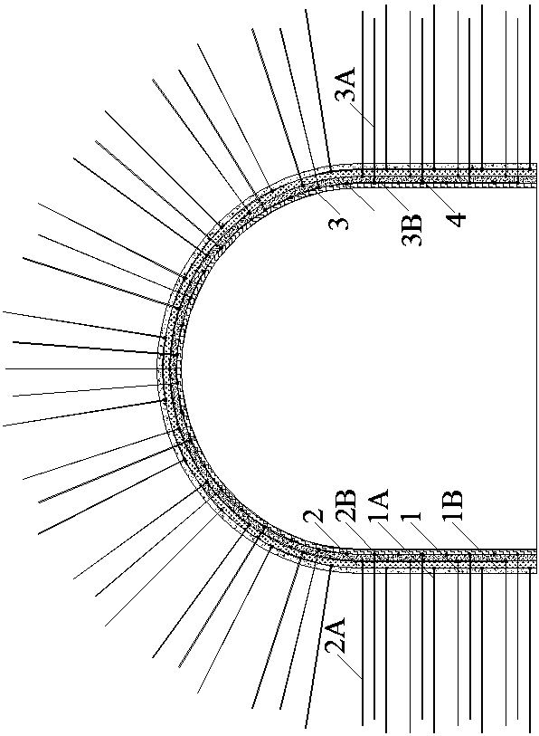 A flexible integral concrete spraying layer for roadway bolting and spraying support and its construction method