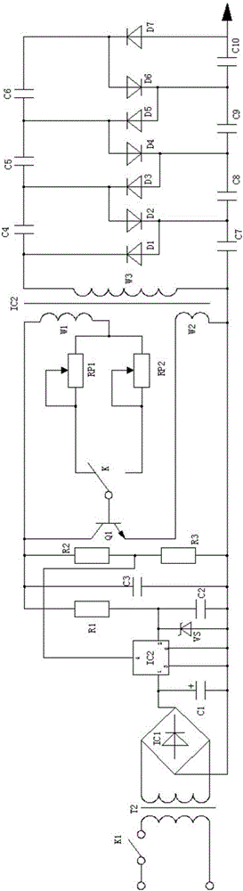 Anion air purifier circuit employing design of adjustable voltage stabilization circuit