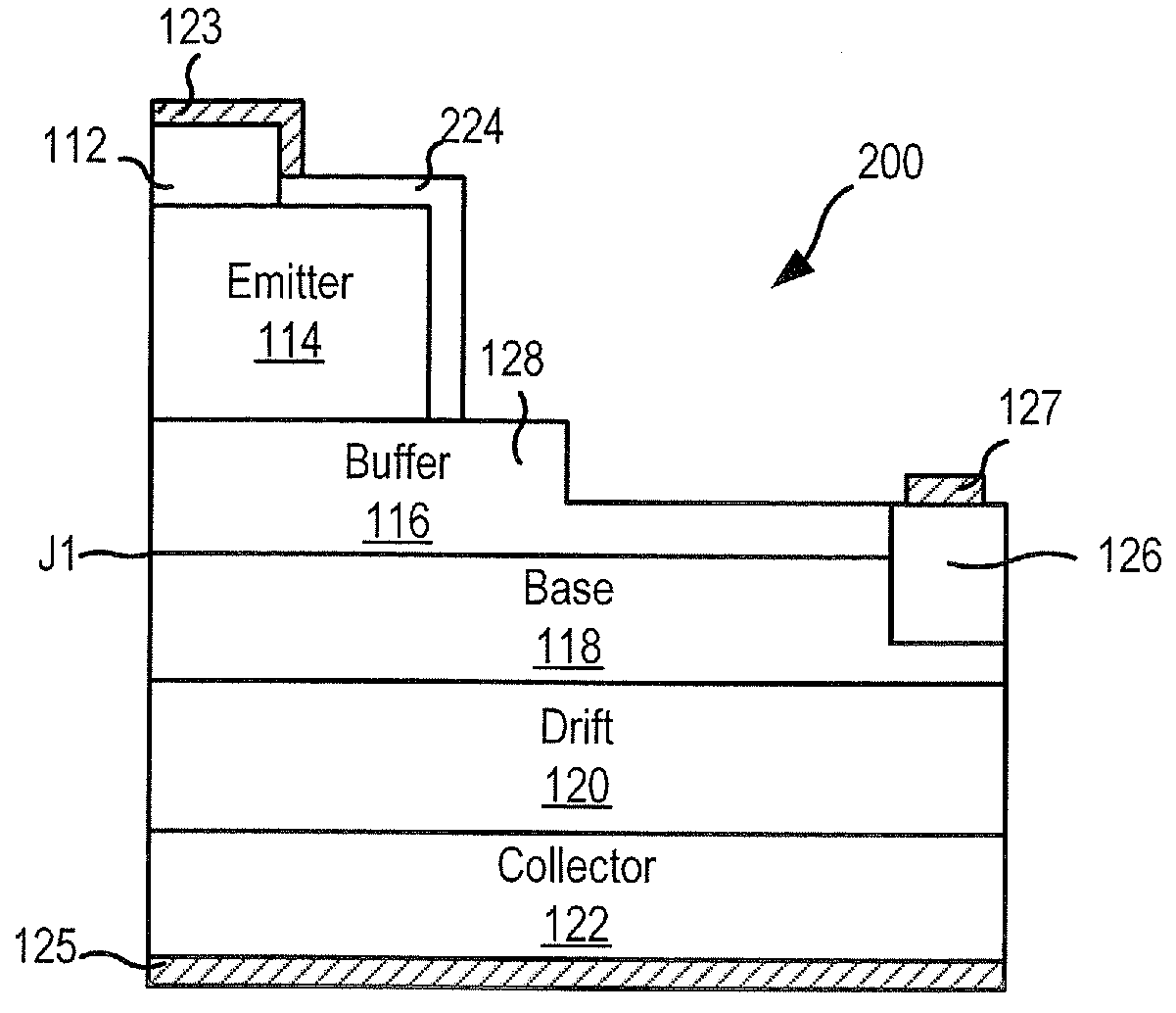 Power semiconductor devices with mesa structures and buffer layers including mesa steps