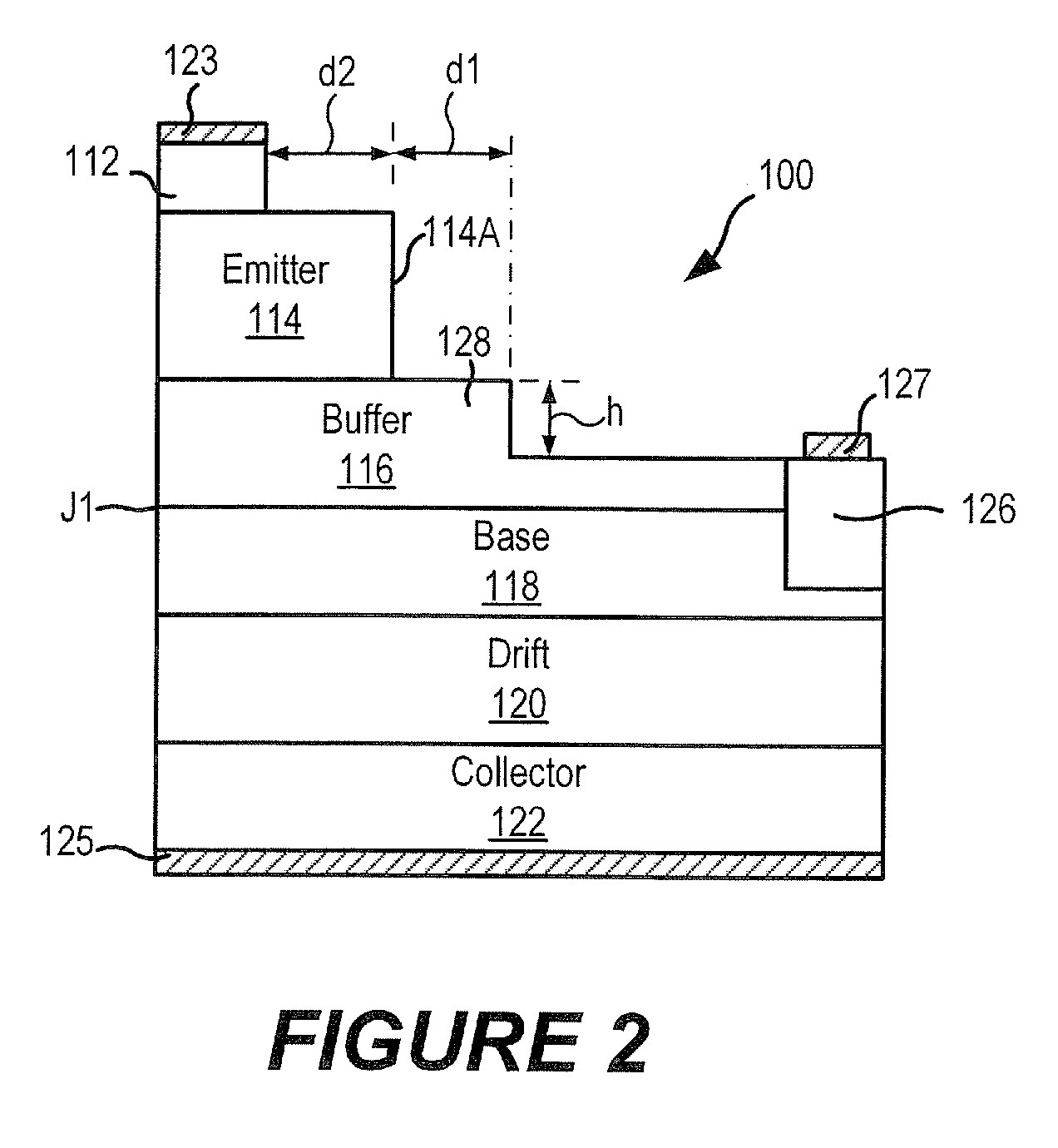 Power semiconductor devices with mesa structures and buffer layers including mesa steps