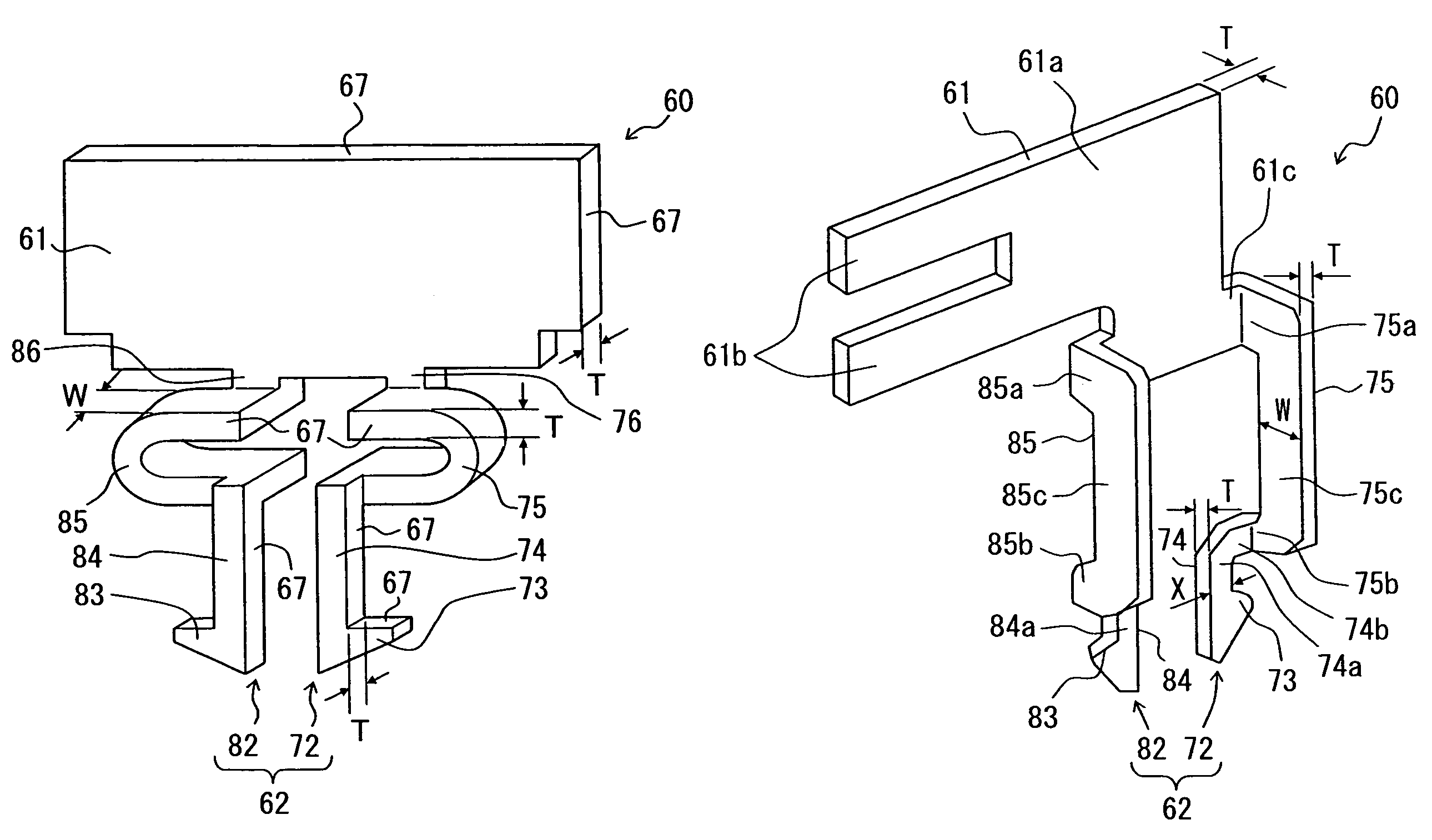Retaining member electric component and electric device