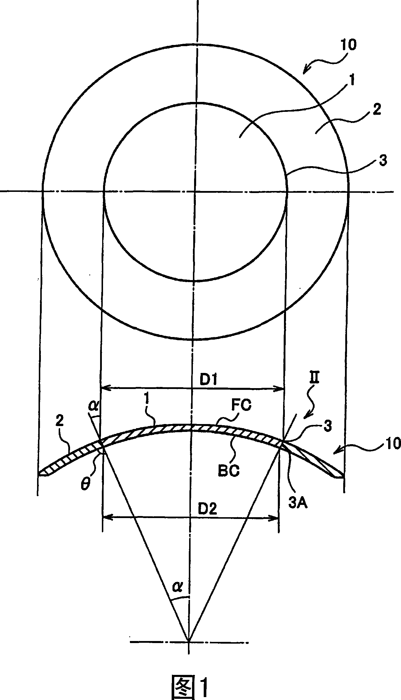 Composite contact lens and production method for lens material