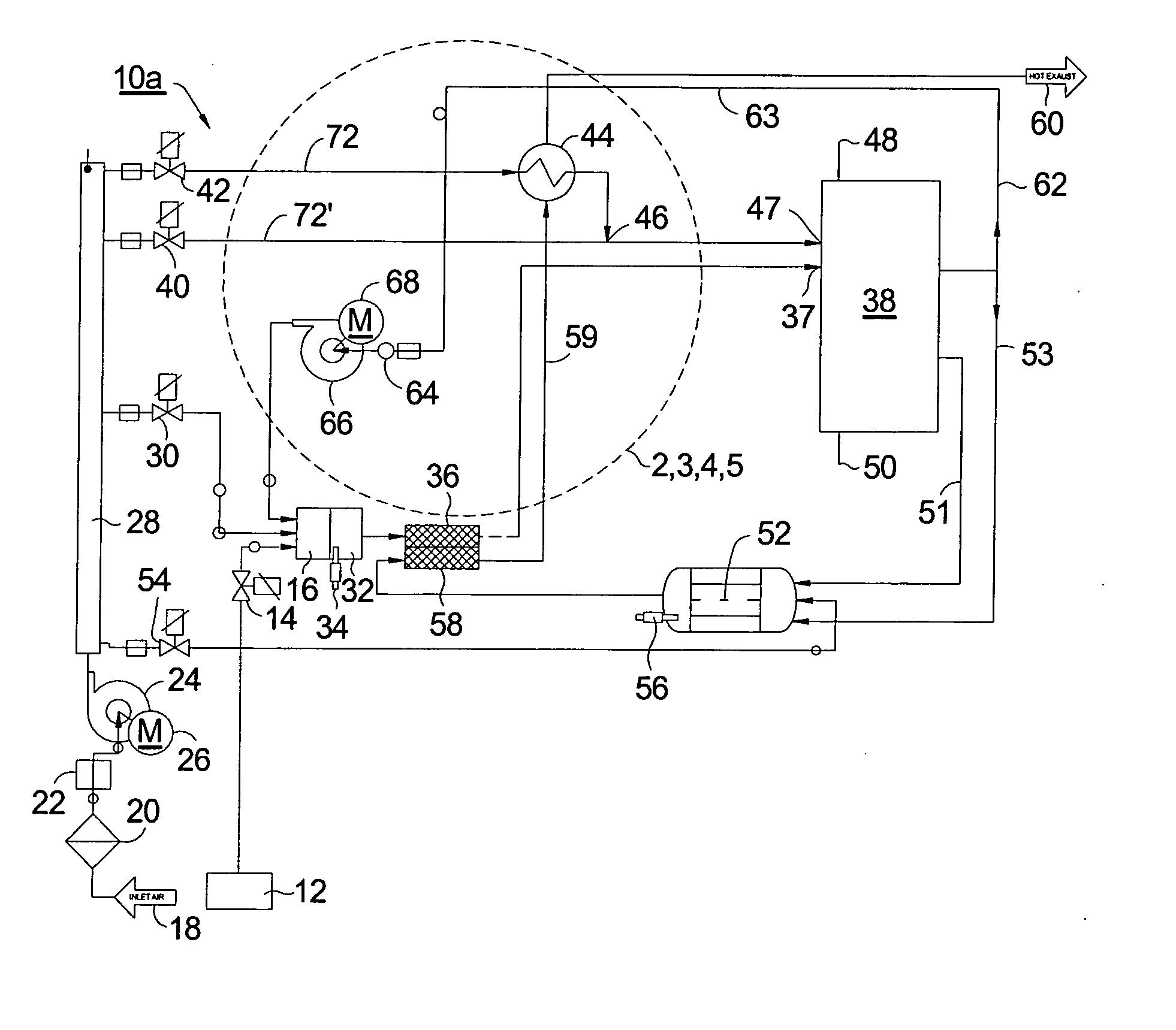 Anode tail gas recycle cooler and re-heater for a solid oxide fuel cell stack assembly