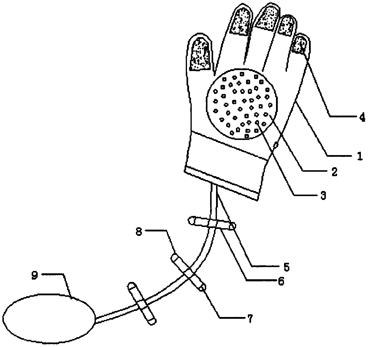 Glove for massage auxiliary heating