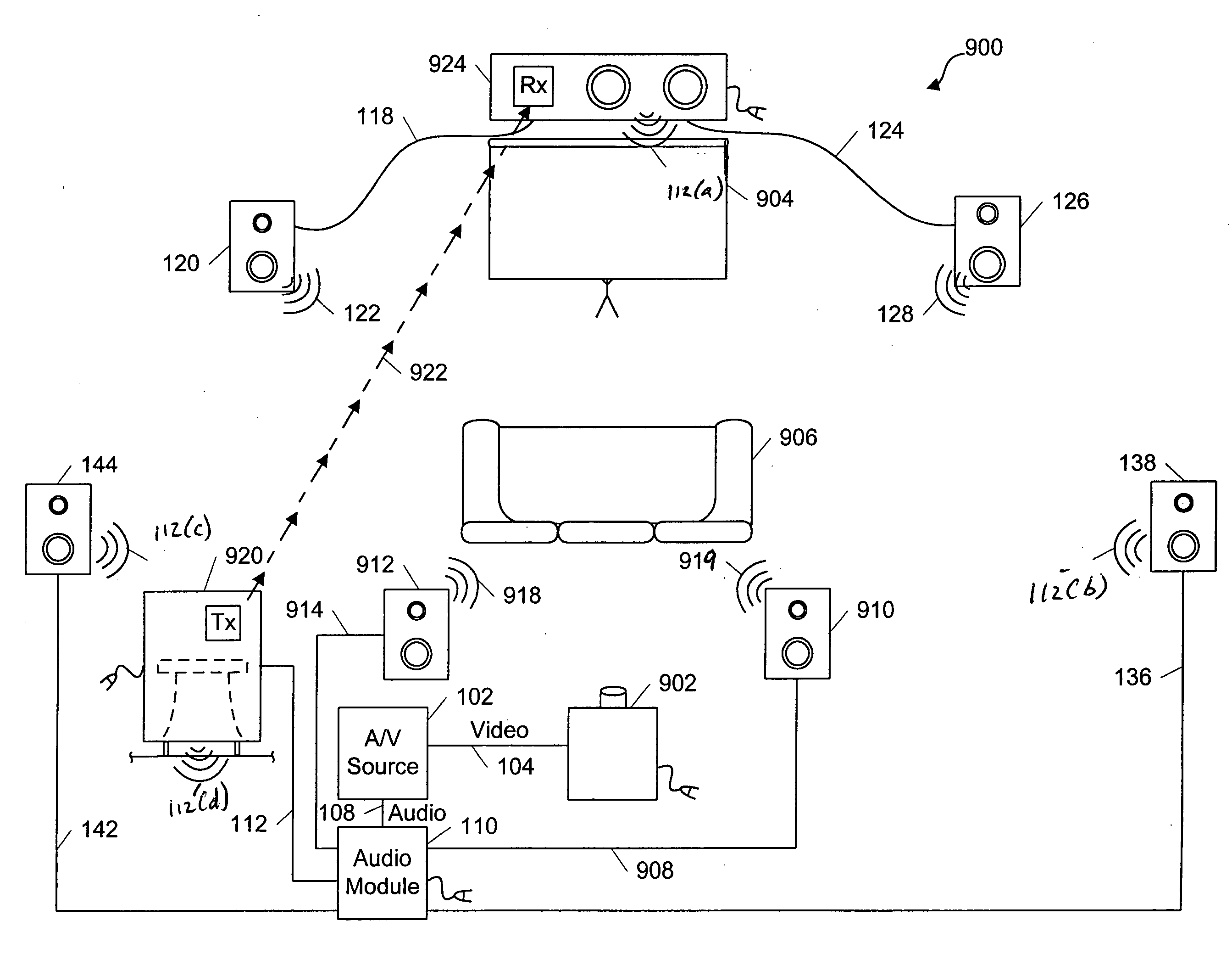 Wireless and wired speaker hub for a home theater system