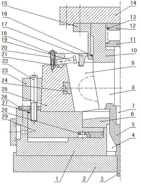Rotary structure mold of complicated curved-surface component and stripping/closing method thereof