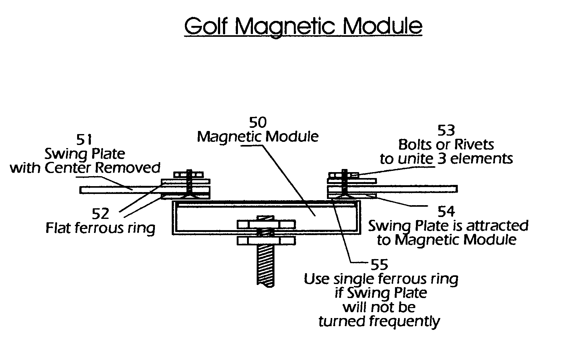 Magnetic module golf swing learning, training, and practice device