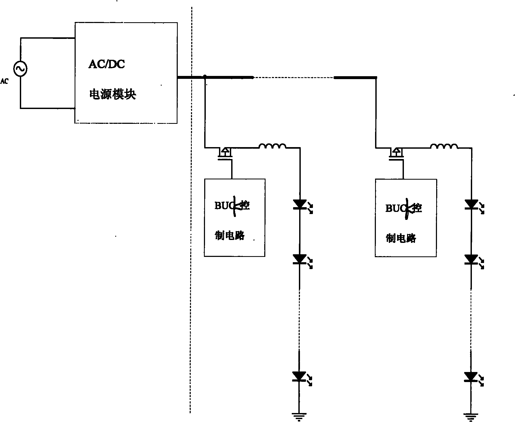 Constant current control method and circuit of multipath paralleled LED power supply