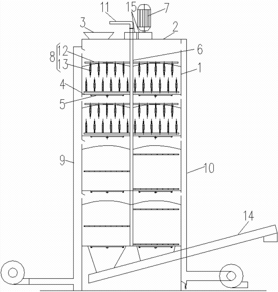 Vertical type multi-layer aerobic biological composting device
